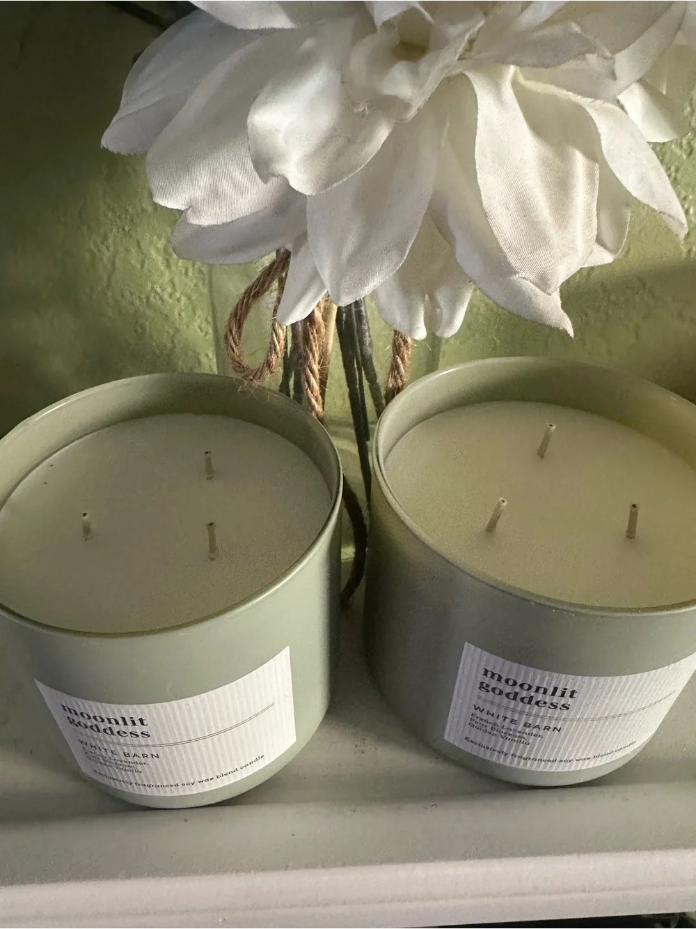 White Barn Moonlit Goddess Scented Candle - Green X2